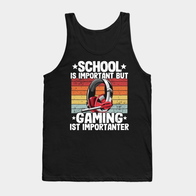 School Is Important But Gaming Is Importanter Kids Gamer Gift Tank Top by Kuehni